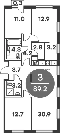 Купить трехкомнатную квартиру в Одинцове. Вариант № 157306, 0, площадь -  квм, цена 12494244 рублей