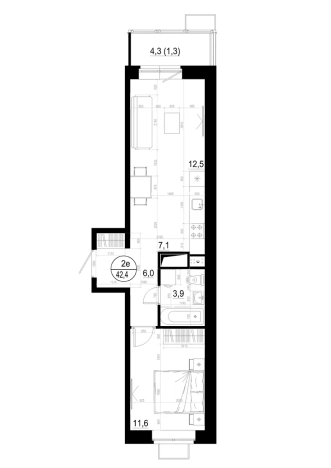 Купить двухкомнатную квартиру в Одинцове. Вариант № 127952, 0, площадь -  квм, цена 11008000 рублей