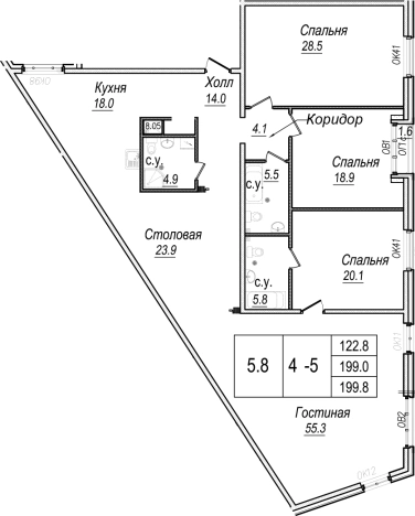 Купить многокомнатную квартиру в новостройках на улице набережная реки Карповки в Санкт-Петербурге. Вариант № 66491, 0, площадь -  квм, цена 138443472 рублей