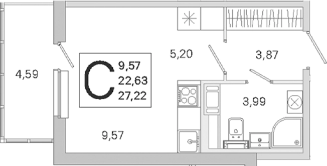 Купить Студию в ЖК ЮгТаун. Олимпийские кварталы в Санкт-Петербурге. Вариант № 9638938, 0, площадь -  квм, цена 5324839 рублей