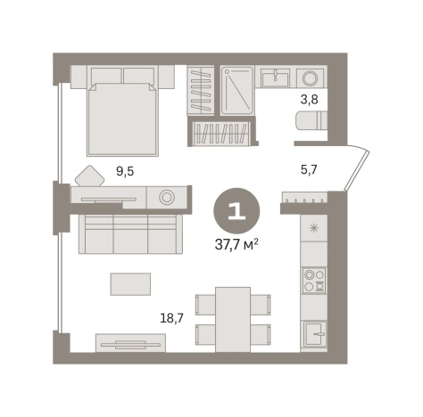 . Вариант № 8555411, 0, площадь - 37.7 квм, цена 7760000 рублей