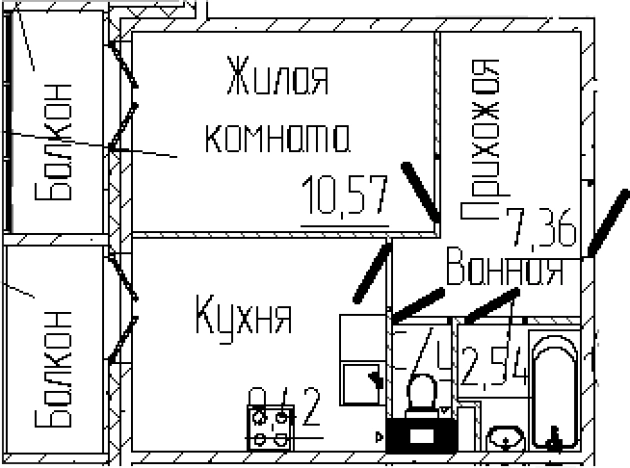 . Вариант № 6057431, 0, площадь - 30.92 квм, цена 6661216 рублей