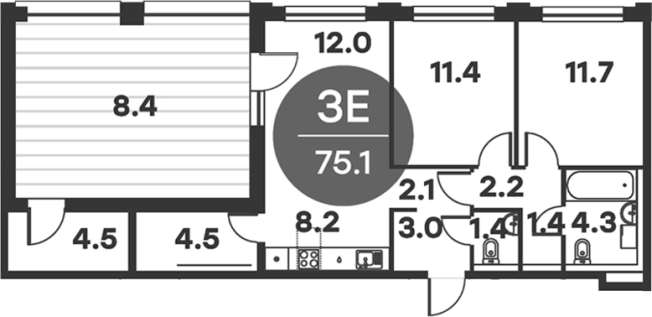 Купить трехкомнатную квартиру в Одинцове. Вариант № 157305, 0, площадь -  квм, цена 13982118 рублей