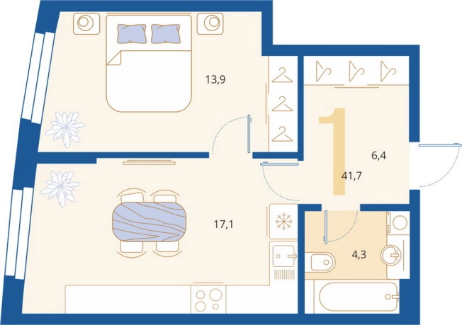 Купить однокомнатную квартиру в новостройках в Пензенской области. Вариант № 8213253, 0, площадь -  квм, цена 4086600 рублей