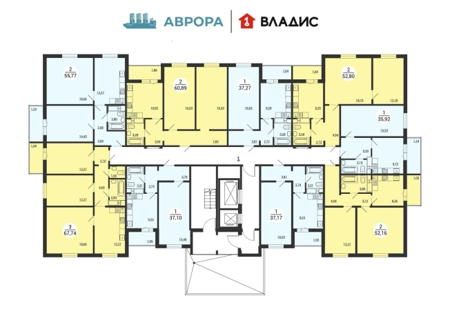 . Вариант № 3649026, 6, площадь - 60.89 квм, цена 6363005 рублей