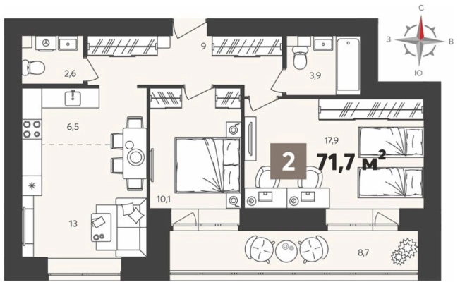 Купить квартиру в ЖК Жилой комплекс "Новелла" в Пензенской области. Вариант № 22410, 0, площадь -  квм, цена 7400000 рублей