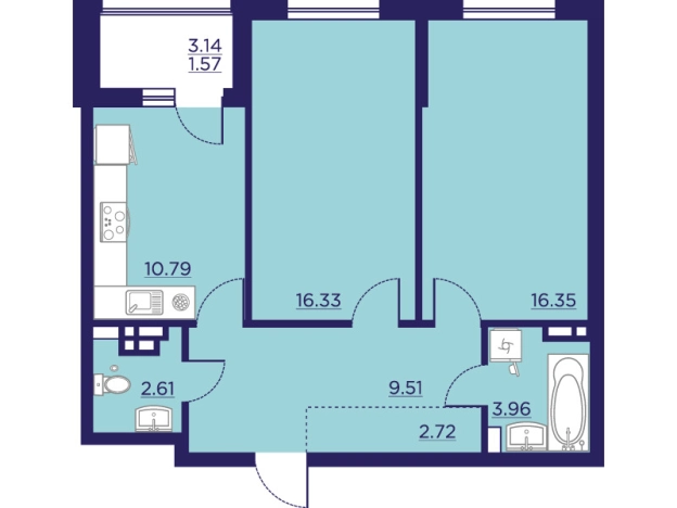 Купить двухкомнатную квартиру в ЖК Городские Сады в Воронеже. Вариант № 103168, 0, площадь -  квм, цена 10476144 рублей