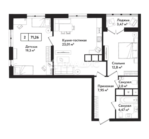 Купить квартиру в новостройках на улице бульвар Победы в Тульской области. Вариант № 70777, 0, площадь -  квм, цена 6549042 рублей