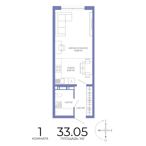 Купить однокомнатную квартиру на улице Побочинская в Пензе. Вариант № 127304, 0, площадь - квм, цена 3040600 рублей