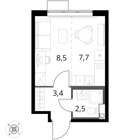 Купить однокомнатную квартиру в ЖК 1-й Шереметьевский в Химках. Вариант № 9825749, 0, площадь -  квм, цена 8263190 рублей