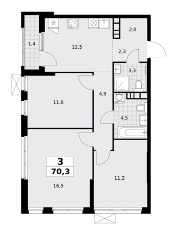Купить трехкомнатную квартиру в новостройках у метро Улица Горчакова в Москве. Вариант № 116407, 0, площадь -  квм, цена 25860558 рублей