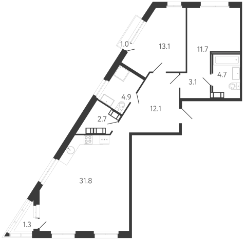 Купить трехкомнатную квартиру в новостройках в ЖК Куинджи в Санкт-Петербурге. Вариант № 6831254, 0, площадь -  квм, цена 28203305 рублей