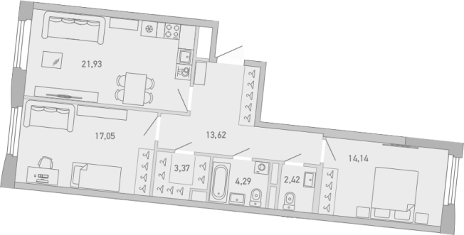 Купить двухкомнатную квартиру в районе Приморский в Санкт-Петербурге. Вариант № 9145240, 0, площадь -  квм, цена 31687111 рублей