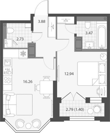 Купить двухкомнатную квартиру в новостройках в ЖК Цивилизация на Неве в Санкт-Петербурге. Вариант № 7851420, 0, площадь - квм, цена 12574310 рублей