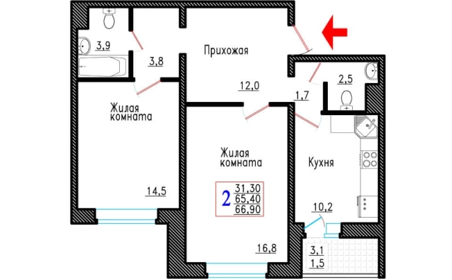 Купить двухкомнатную квартиру в ЖК Дом Энергетика в Воронеже. Вариант № 86116, 0, площадь -  квм, цена 5650000 рублей