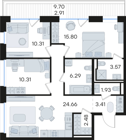 Купить трехкомнатную квартиру в ЖК GloraX Premium Гребной Канал в Нижнем Новгороде. Вариант № 9337102, 0, площадь -  квм, цена 29783782 рублей