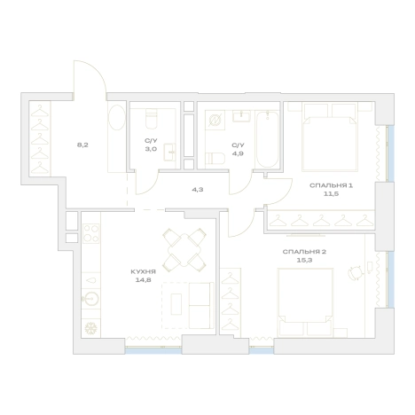 Купить двухкомнатную квартиру в ЖК Детали в Москве. Вариант № 9877267, 0, площадь -  квм, цена 14903998 рублей