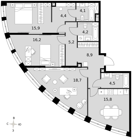 Купить трехкомнатную квартиру у метро Хорошево в Москве. Вариант № 9502143, 0, площадь -  квм, цена 77849730 рублей