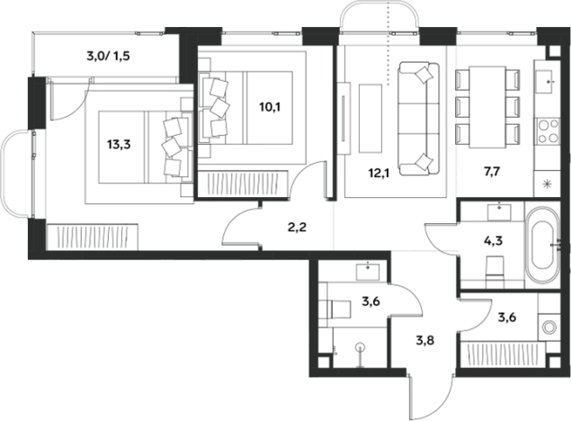 Купить квартиру на улице Лётная в Москве. Вариант № 123776, 0, площадь -  квм, цена 26372800 рублей
