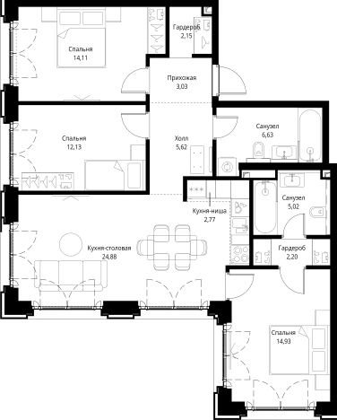 Купить трехкомнатную квартиру у метро Мякинино в Москве. Вариант № 141629, 0, площадь -  квм, цена 56402041 рублей