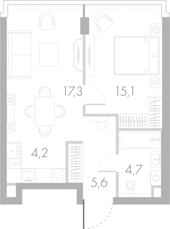 . Вариант № 74799, 0, площадь - 46.9 квм, цена 34854569 рублей