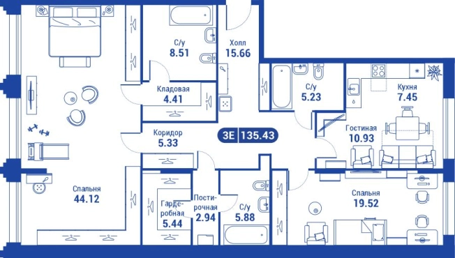 Купить трехкомнатную квартиру в новостройках у метро Алексеевская в Москве. Вариант № 77104, 0, площадь -  квм, цена 48859200 рублей