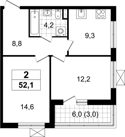 Купить двухкомнатную квартиру в Всеволожске. Вариант № 6211401, 0, площадь -  квм, цена 10813264 рублей