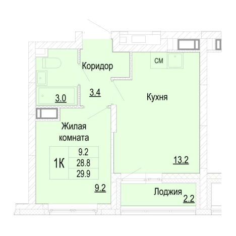 Купить однокомнатную квартиру в Нижегородской области. Вариант № 170040, 0, площадь -  квм, цена 7539674 рублей