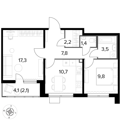 Купить квартиру в ЖК 1-й Лермонтовский в Люберцах. Вариант № 9876784, 0, площадь -  квм, цена 18647230 рублей