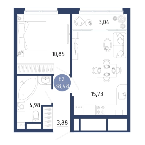 Купить однокомнатную квартиру на улице проезд Бульвар Оптимистов в Рязанской области. Вариант № 102314, 0, площадь -  квм, цена 4654926 рублей