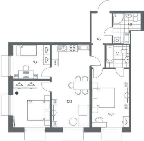 Купить многокомнатную квартиру в новостройках в ЖК Парусная 1 в Санкт-Петербурге. Вариант № 7262299, 0, площадь -  квм, цена 27148000 рублей
