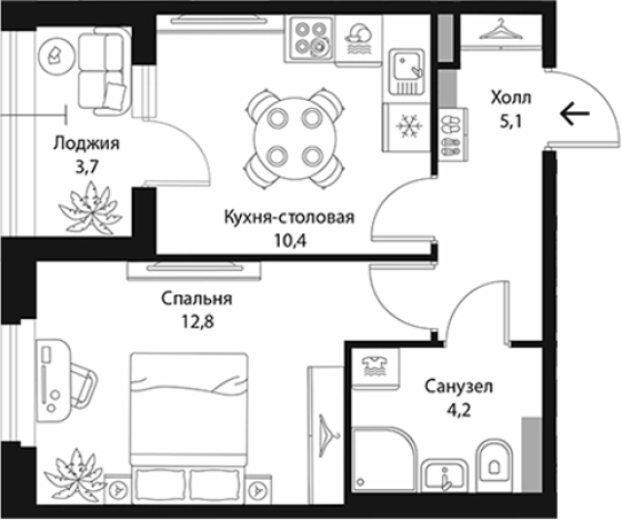 . Вариант № 7829467, 0, площадь - 32.55 квм, цена 7722800 рублей