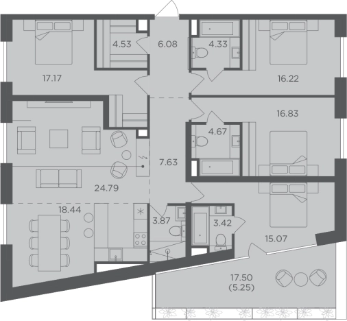 Купить квартиру в ЖК FORIVER в Москве. Вариант № 74680, 0, площадь -  квм, цена 94289140 рублей