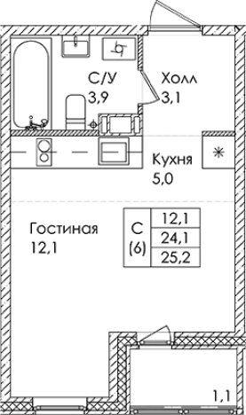 Купить Студию в ЖК Ермак в Ленинградской области. Вариант № 6609602, 0, площадь -  квм, цена 3875400 рублей
