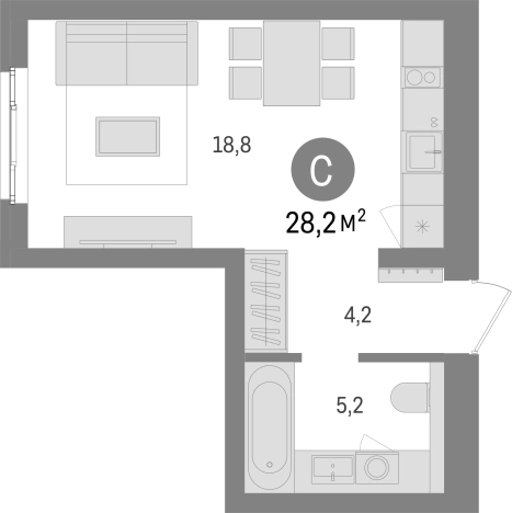 . Вариант № 6245607, 0, площадь - 28.21 квм, цена 4610000 рублей