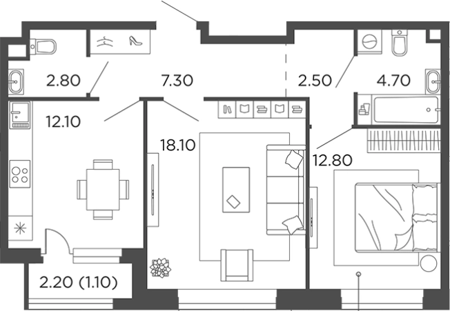 Купить двухкомнатную квартиру у метро Филатов луг в Москве. Вариант № 113120, 0, площадь -  квм, цена 12927156 рублей