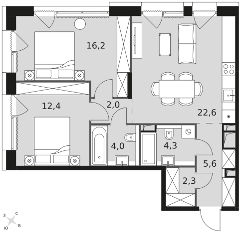 Купить двухкомнатную квартиру в новостройках на улице Снежная в Москве. Вариант № 9622392, 0, площадь - квм, цена 47552880 рублей