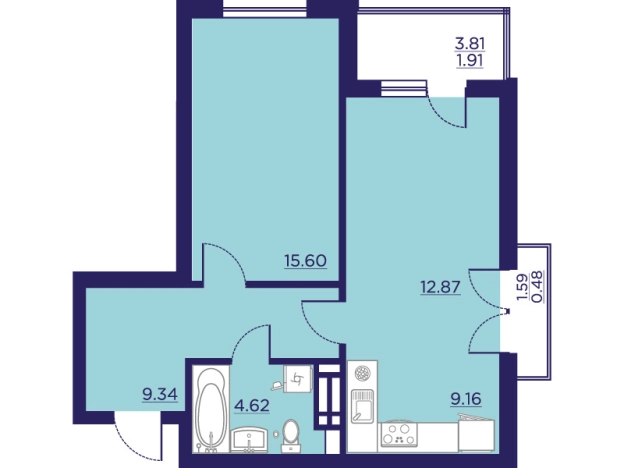 Купить однокомнатную квартиру в ЖК Городские Сады в Воронеже. Вариант № 103197, 0, площадь -  квм, цена 8302124 рублей