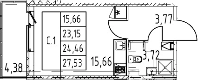 Купить Студию в Мурине. Вариант № 7267387, 0, площадь -  квм, цена 5263888 рублей