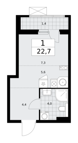 Купить однокомнатную квартиру на вторичке в ЖК Бунинские кварталы в Москве. Вариант № 489825, 0, площадь -  квм, цена 9386904 рублей
