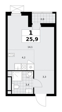 Купить однокомнатную квартиру в ЖК Южные сады в Москве. Вариант № 116662, 0, площадь -  квм, цена 14042462 рублей