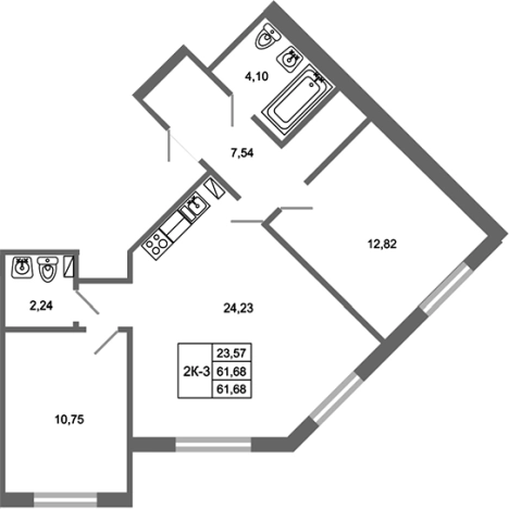 Купить трехкомнатную квартиру в ЖК Стороны Света 2 в Ленинградской области. Вариант № 7790955, 0, площадь -  квм, цена 9622080 рублей