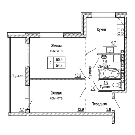 Купить двухкомнатную квартиру в районе Ленинский в Владивостоке. Вариант № 9414962, 0, площадь -  квм, цена 8489616 рублей
