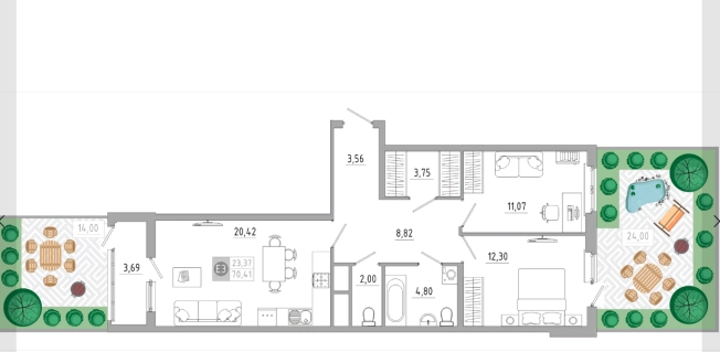 Купить двухкомнатную квартиру в новостройках в Туле. Вариант № 71313, 0, площадь -  квм, цена 6898068 рублей