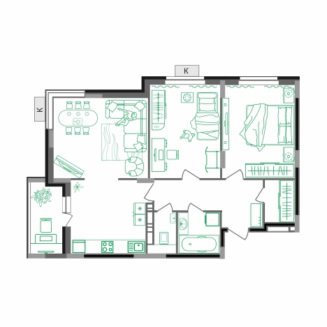 Купить квартиру в ЖК Маршал в Коврове. Вариант № 2731730, 2, площадь -  квм, цена 7945800 рублей
