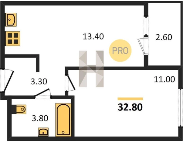 Купить однокомнатную квартиру в ЖК Настроение в Ижевске. Вариант № 70191, 0, площадь -  квм, цена 2890008 рублей