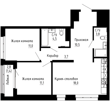 Купить двухкомнатную квартиру в ЖК "7Я" в Владивостоке. Вариант № 9769234, 0, площадь -  квм, цена 15276800 рублей