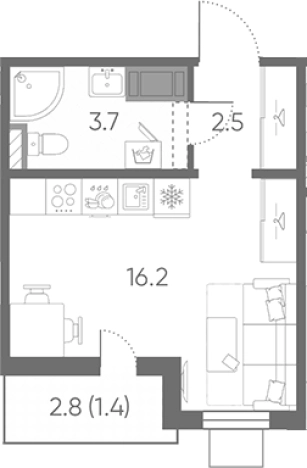 Купить Студию в новостройках в районе Красногвардейский в Санкт-Петербурге. Вариант № 8092871, 0, площадь -  квм, цена 4375749 рублей
