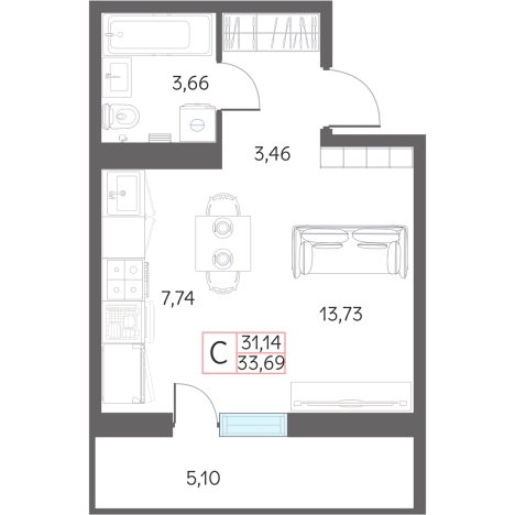 Купить квартиру в новостройках в Тобольске. Вариант № 159555, 0, площадь -  квм, цена 3750000 рублей