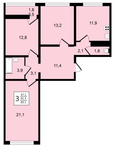 Купить трехкомнатную квартиру в ЖК Яблоневые сады ДСК в Воронеже. Вариант № 145139, 0, площадь -  квм, цена 9586944 рублей